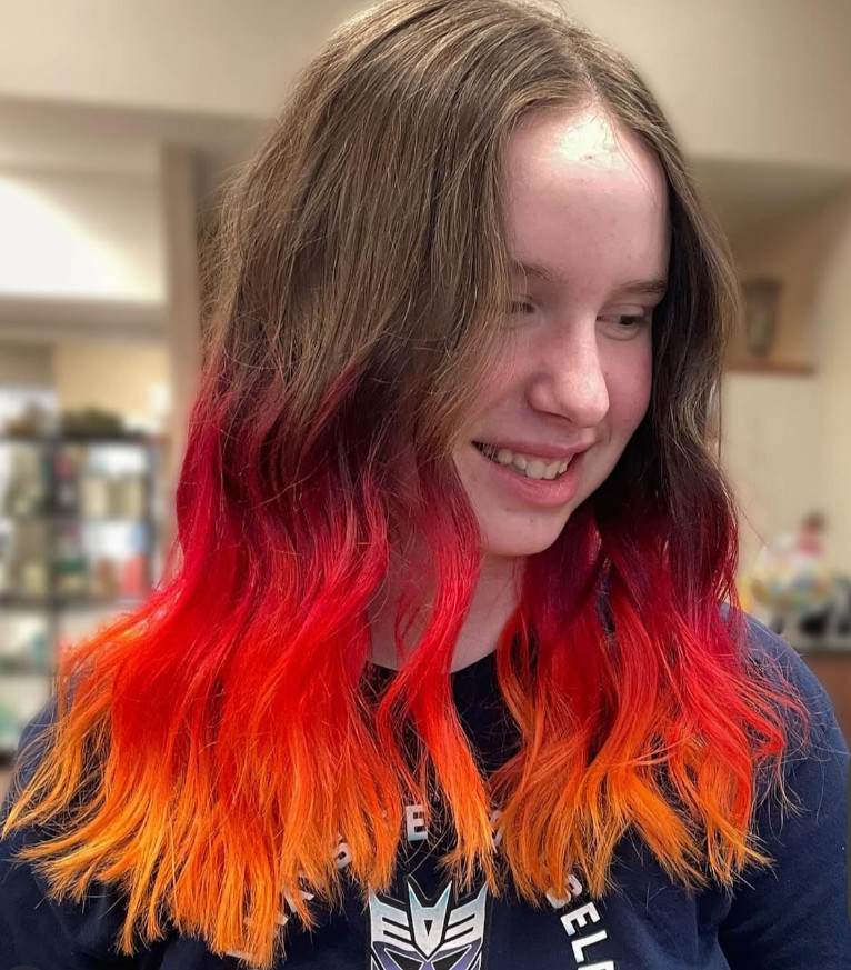 Stylish layered haircut with color