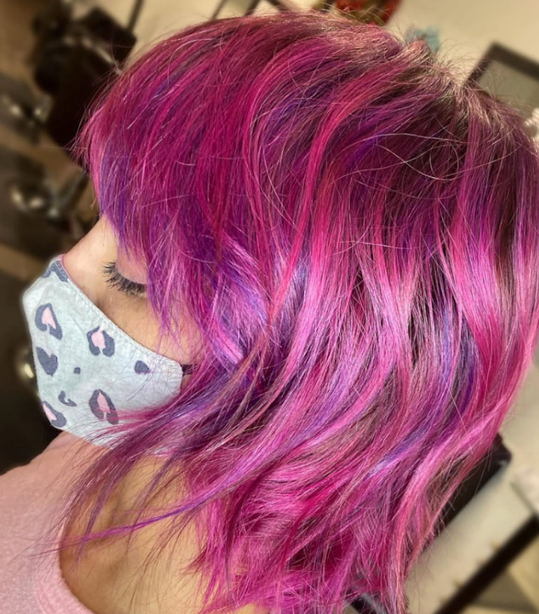 Stylish layered haircut with color